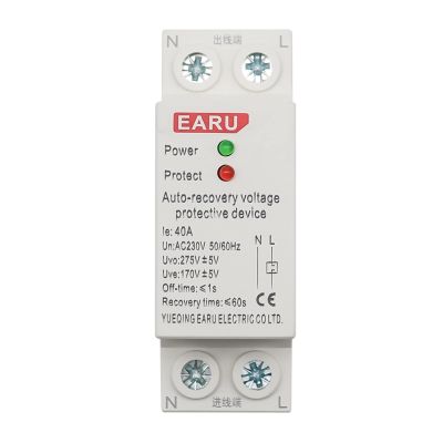 10pcs 1P+N 27mm 40A 63A 230V Din Rail Automatic Recovery Reconnect Over Voltage and Under Voltage Protective Device Protection Relay(20A)
