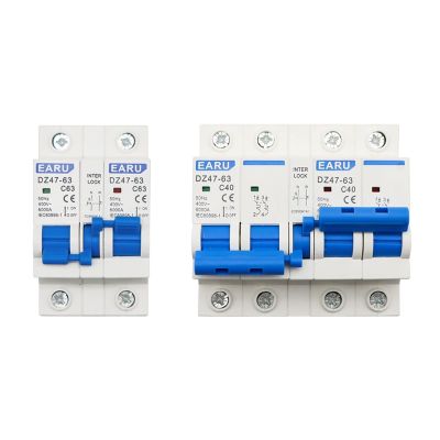 1P+1P 2P+2P AC Dual Power Manual Transfer Interlock Circuit Breaker Din Rail Isolating Discounnecting Switch MCB 40A 63A(2P 2P,20A)