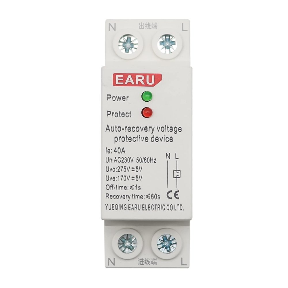 10pcs 1P+N 27mm 40A 63A 230V Din Rail Automatic Recovery Reconnect Over Voltage and Under Voltage Protective Device Protection Relay(32A)
