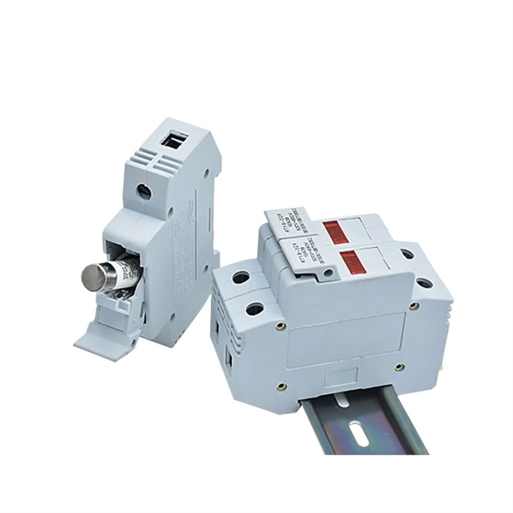 10Set Fuse Holder Base with 10 x 38 Fuse RO15 RS15 RT18-32X Fast Blow Ceramic Fuse Led Light DIN Rail Mount(3A)