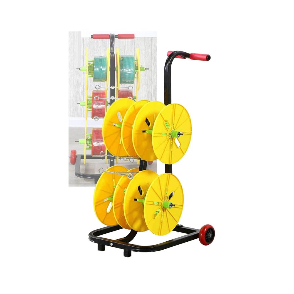 4/6/8 Rods Heavy Duty Wire Spool Cart with Wheels, Cold-Rolled Steel Holder,Cable Roll for Industrial Workplace(4 Rods Wire)