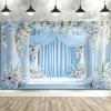 10X10ft Wedding Backdrop Blue and White Floral Backdrop, Luxurious Palace Wedding Background Elegant Wedding Party Bridal Shower Decorations Baby Shower Birthday Background Banner, Blue-2 view 2
