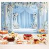 10X10ft Wedding Backdrop Blue and White Floral Backdrop, Luxurious Palace Wedding Background Elegant Wedding Party Bridal Shower Decorations Baby Shower Birthday Background Banner, Blue-2 view 4