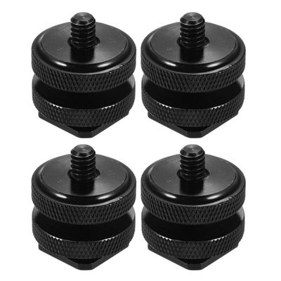 BESPORTBLE 4Pcs 1/4 Inch Double Layer Camera Mount Tripod Screw Adapter for DSLR Flash Hot Shoe Holder Compatible with Light Stand and Flash Accessories for Photographers