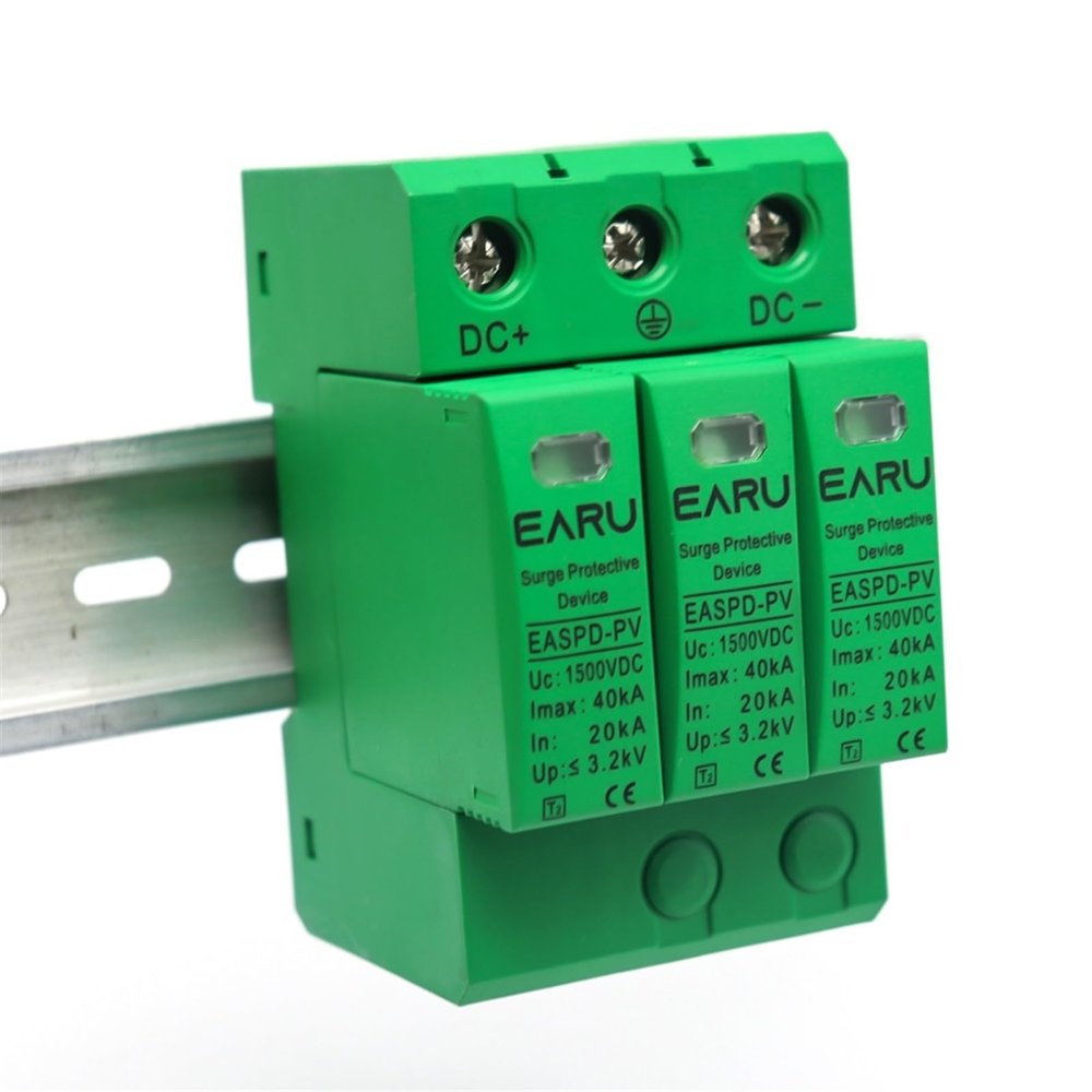 10pcs 3P DC SPD 500V 800V 1000V 1200V 1500V 20KA~40KA Din Rail Solar Outdoor Power Protection Protective Device Surge Protector Surge(1500V)