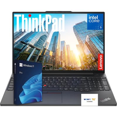 Lenovo ThinkPad E16 Business Laptop w/Backlit Keyboard & MS Office for The Web, Intel Core i5-1335U, 16GB RAM, 1TB(512GB SSD+500GB Portable Drive), 16" FHD+ IPS, Win 11 Pro, WOWPC 3-in-1, w/o Mouse