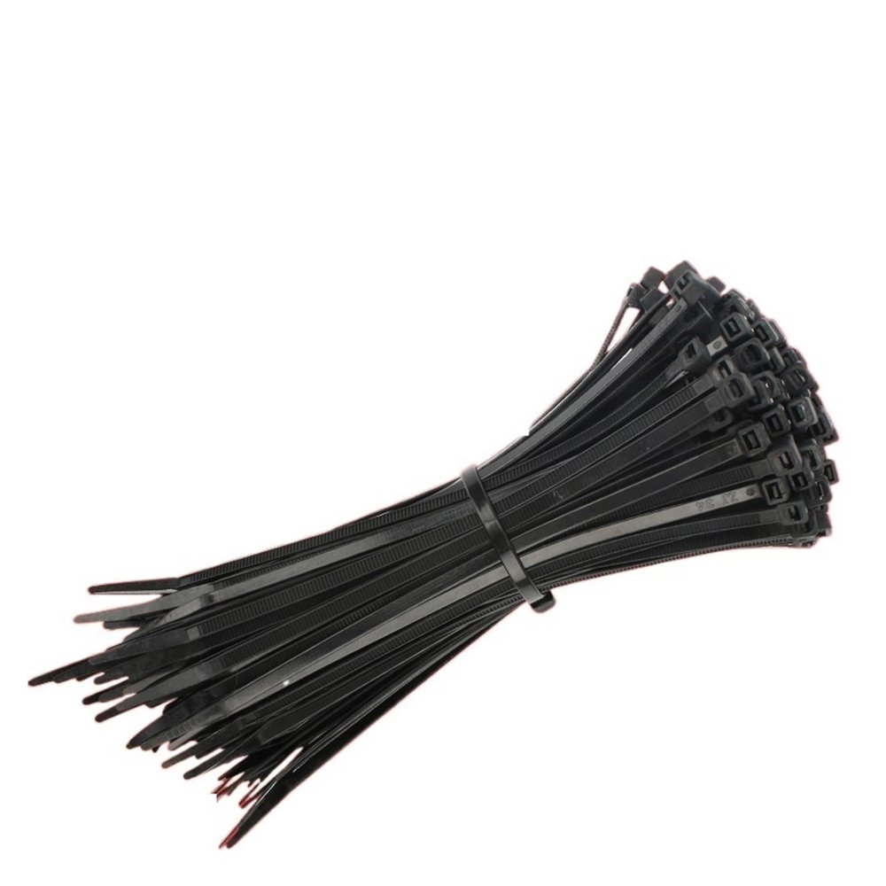 Multi-Purpose Nylon Straps, Plastic Nylon Cable Tie 100 PCS Black Fixing Ring Zipper with(4x200mm)