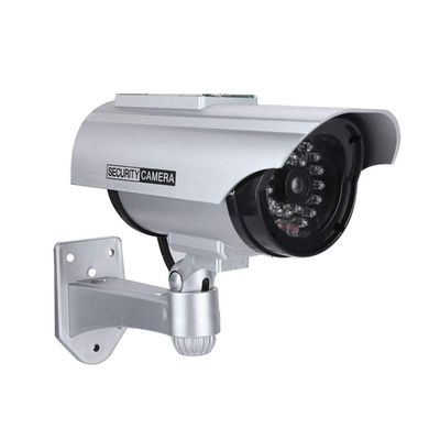 ACOGEDO Solar Powered Fake Camera Outdoor CCTV Surveillance Security Camera LED Record Internal Panel There Fake CameraDummy CameraFake Surveillance Security CameraCCTV (Silver)