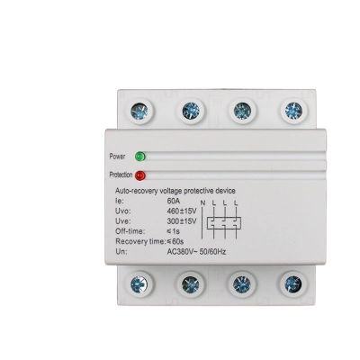 5pc 60A 380V 3P+N Din Rail Self Recovery Restore Automatic Reconnect Over & Under Voltage Lightening Protection Protective Relay