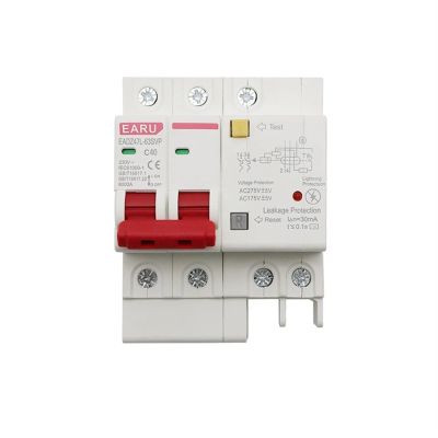 5pcs 40A 2P SPD Residual Current Circuit Breaker with Overload Overvoltage RCBO RCCB with Protection MCB Leakage Protector