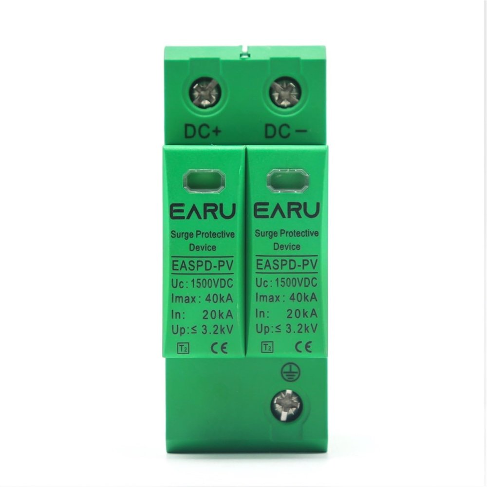 2P DC SPD 500V 800V 1000V 1200V 1500V 20KA~40KA Din Rail Solar Outdoor Power Protection Protective Device Surge Protector Surge(1200V)