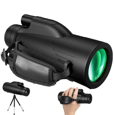 High Power 12x50 Monocular Telescope - Compact Scope for Adults & Kids, Perfect for Bird Watching, Camping & Hiking - Includes Tripod & Wristband
