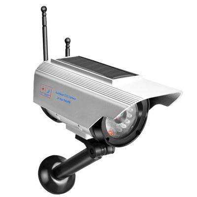 ACOGEDO Solar Power LED Fake Camera Outdoor Silver Dummy Camera Bracket and LED Make Dummy CameraFake CameraDummy Fake CameraDummy Dome Surveillance