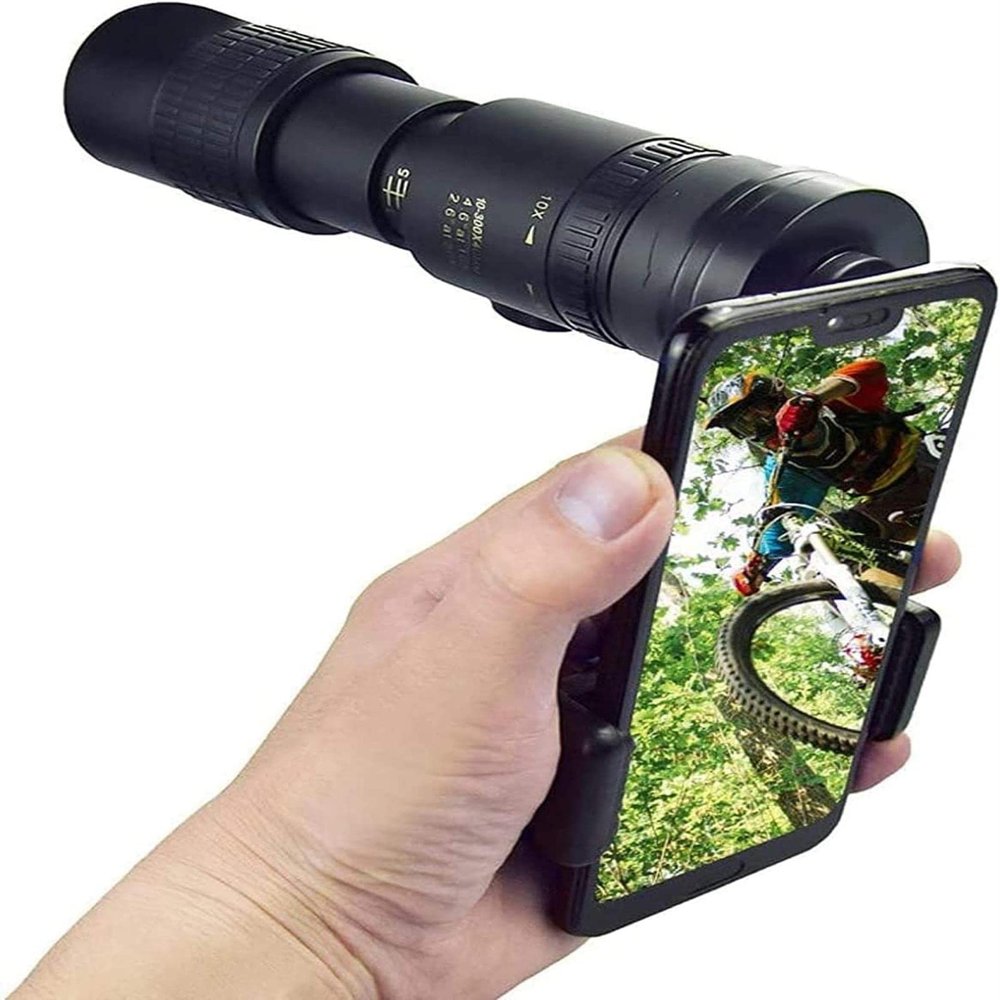 4K 10-300X40 Super Zoom Monocular Telescope with HD Camera Lens & Tripod for Smartphones