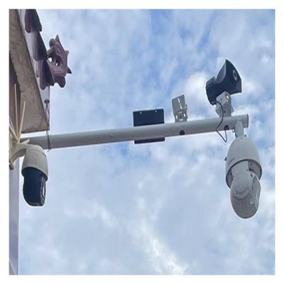 1.6 3 4 5 6.6ft Wall-Mount Security Camera Pole Outdoor, White Solar Panels/Camera Mounting Bracket Pole, Camera Mounting Pole Steel Pipe Dia 6cm(White-A,100cm/39.4 in)