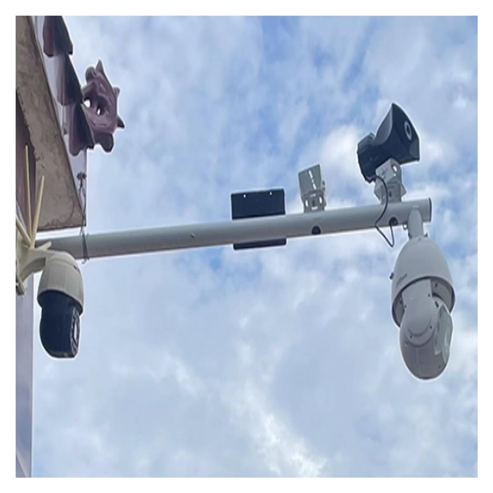 1.6 3 4 5 6.6ft Wall-Mount Security Camera Pole Outdoor, White Solar Panels/Camera Mounting Bracket Pole, Camera Mounting Pole Steel Pipe Dia 6cm(White-A,100cm/39.4 in)