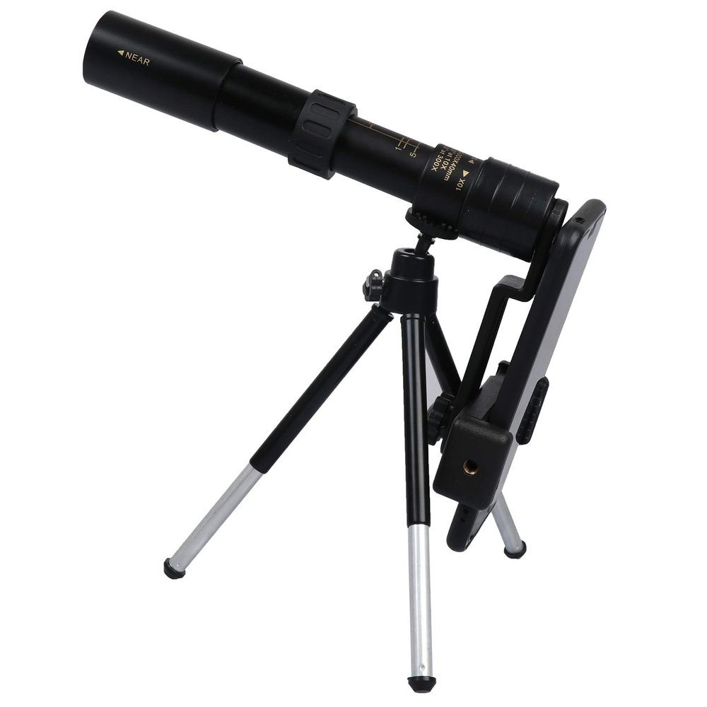 4K High Definition Monocular Telescope 10-300x40mm Zoom, Waterproof Telephoto Binocular for Bird Watching, Camping & Hiking - Includes Phone Clip & Tripod for Adults