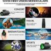 12x42 HD Monocular Telescope with BAK4 Prism Lens - Compact, Waterproof High-Power Optics for Bird Watching, Outdoor Travel, and Sightseeing view 3