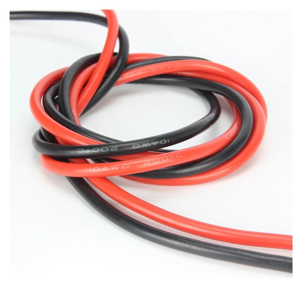 1pcs 1M Black Red Silicone Wire Flexible Tinned Copper Electronic Cable(8AWG)