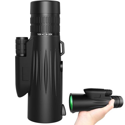 10-30x Zoom Monocular Telescope with Smartphone Holder & Tripod - BAK4 Prism Compact Monocular for Adults & Kids, Eyepiece Perfect for Bird Watching, Hiking, Concerts & Travel