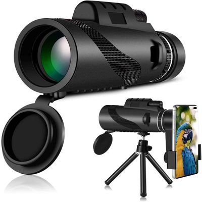12x50 High Power Monocular Telescope for Adults - Compact Handheld Monocular with Smartphone Adapter and Tripod for Bird Watching and Camping