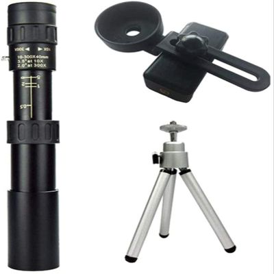 10-300X40 Zoom Monocular Telescope - High Magnification Monocular with Smartphone Adapter - Lightweight and Compact Design