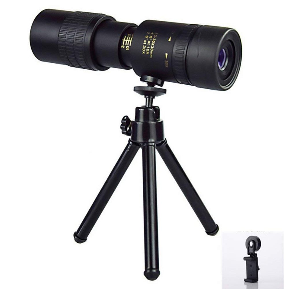 10-300x40 High Definition Telescope Set with Black Tripod and Photo Clip - Zoom Monocular for Bird Watching, Outdoor Travel, and Sightseeing