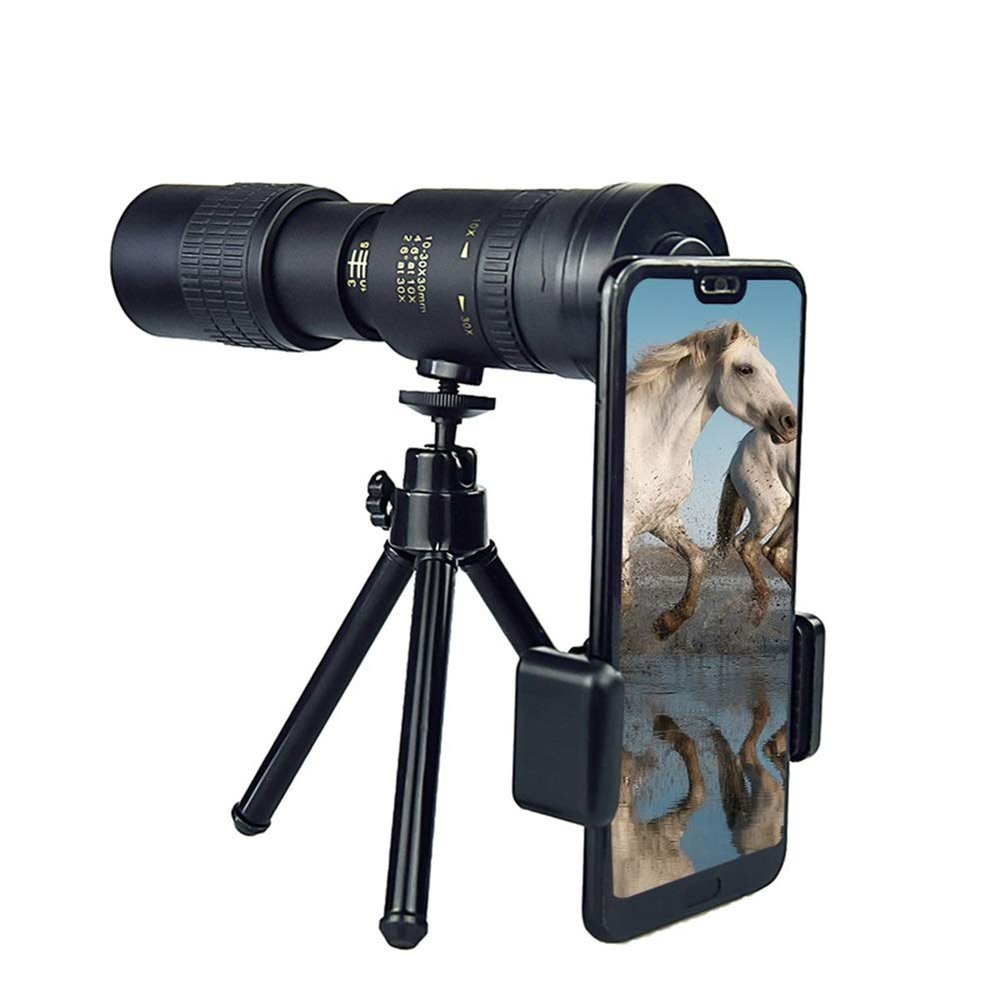 10-30x40mm Waterproof Monocular Telescope with Holder - Portable Zoom Telephoto Lens for Bird Watching and Outdoor Travel