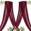 MLMC Burgundy Wedding Arch Draping Fabric 1 Panel 29" x 20 FT Extra Long Gauze Drapes Sheer Backdrop Curtains 6.6 Yards Airy Outdoor Drapery Panels for Wedding Bridal Shower Ceiling Decoration view 4