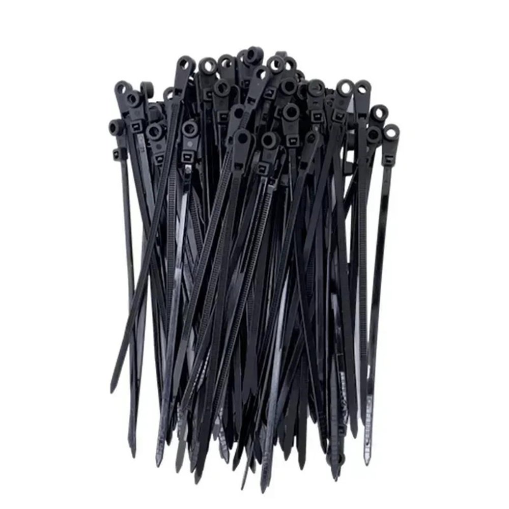 100pcs 4 * 150mm Screw Hole Nylon Cable Ties Self-locking Cord Straps Fastening Loop Plastic Wire