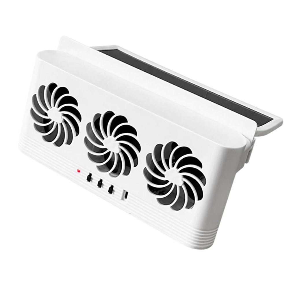 Car Window Fan Solar Power USB Driver Auto Window Fan for Cars Automotive Accessories Ventilation Cooling- White