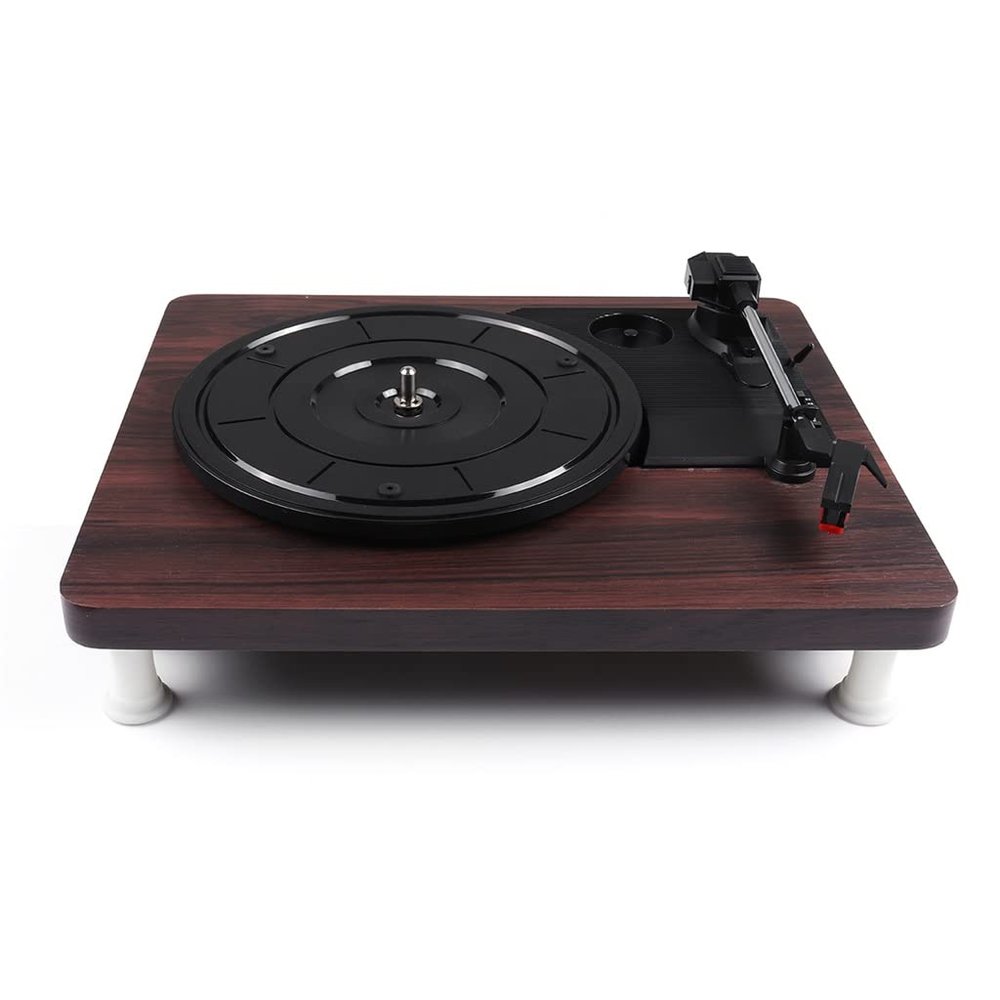 33 45 78 RPM LP Record Player Antique Gramophone Turntable Disc Vinyl Audio R/L 3.5mm Output Out 5V Wood Color