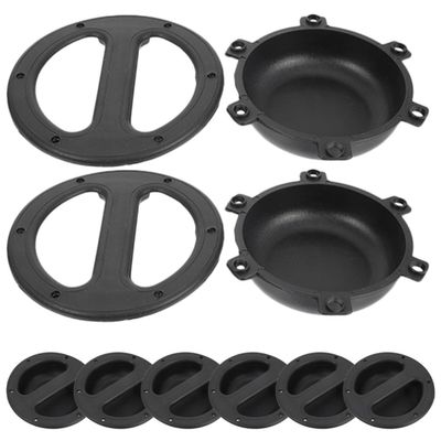HOMOBABE 8Pcs Recessed Speaker Handles Replacement for Audio Speaker Cabinets Heavy Duty ABS Pull Handles with Round Grip Black Suitable for Pa Dj Portable Repair and Installation