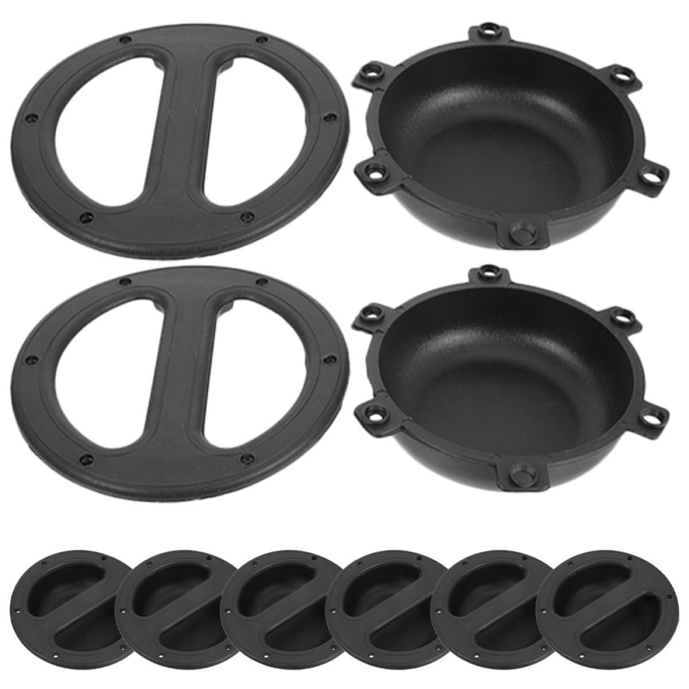 HOMOBABE 8Pcs Recessed Speaker Handles Replacement for Audio Speaker Cabinets Heavy Duty ABS Pull Handles with Round Grip Black Suitable for Pa Dj Portable Repair and Installation