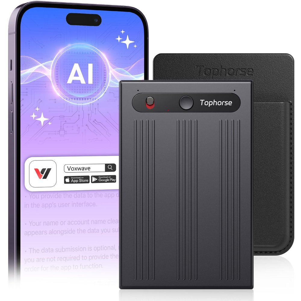 AI Voice Recorder, Note Voice Recorder Free Transcribe & Summarize with App Control, Support 152 Languages, 64GB Memory, Audio Recorder for Lectures, Meetings, Calls, Black
