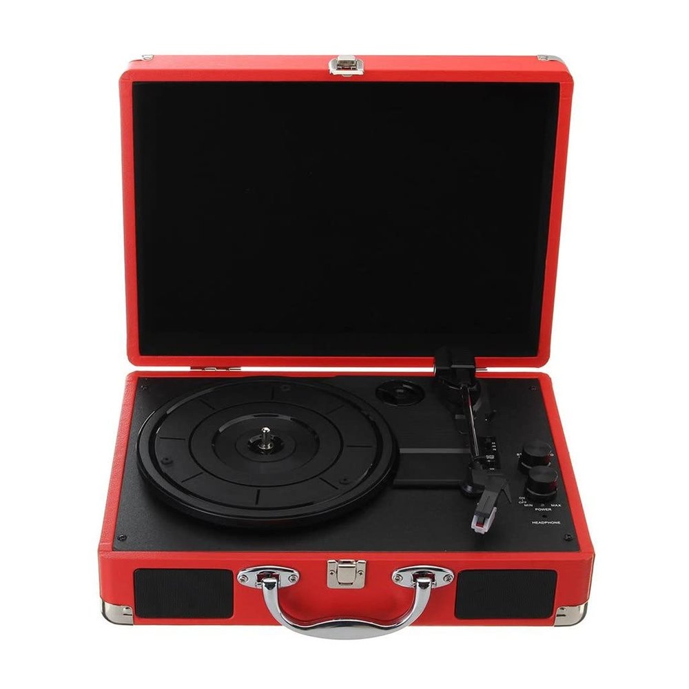 Retro 33/45/78 RPM PH/INT/BT 2.0 Suitcase Turntable LP Record Phone Player 3-Speed 3.5mm