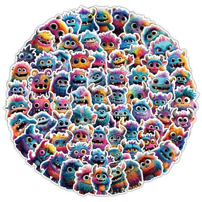 100PCS Cute Fluffy Monster Stickers, Vinyl Waterproof Stickers for Water Bottle Laptop, Scrapbooking, Birthday Gift Ideas & Classroom Prizes for Kids Adults