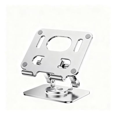 360 Rotating Aluminum Laptop Stand, Adjustable Height Ergonomic Foldable Computer Riser with Cooling Vents for 10 to 17 Inch Laptops(Grey)