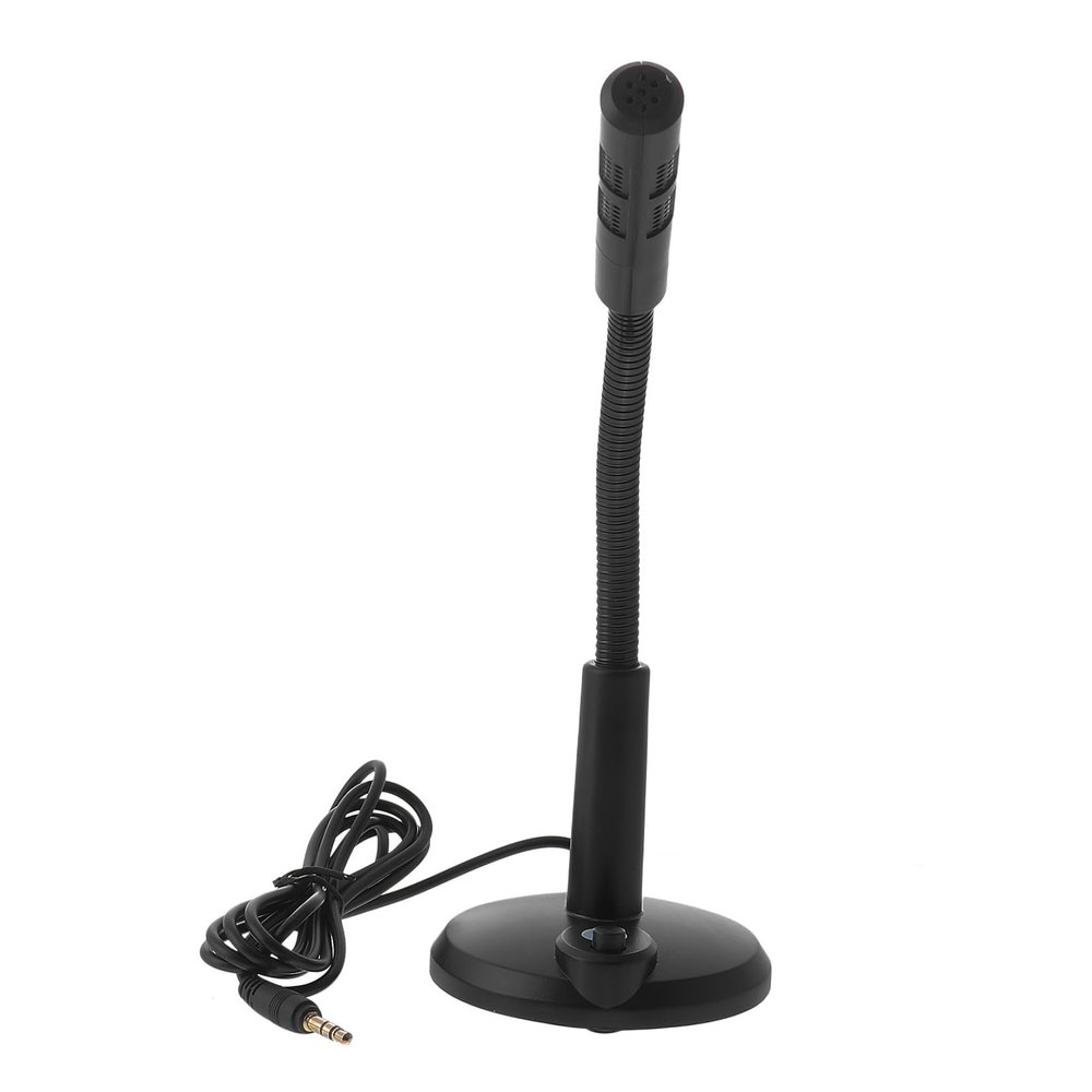 SEWACC 5Mm Desktop Microphone for Computer and Laptop, Chat and Meeting Mic with Plastic Base, Black Wired Tabletop Mic for Voice Recording and Online Gaming