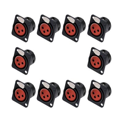 CTGFBUW 10pcs 3Pin Socket Adapter Connector 3Poles Female Audio Microphone Plug Jack(Red)