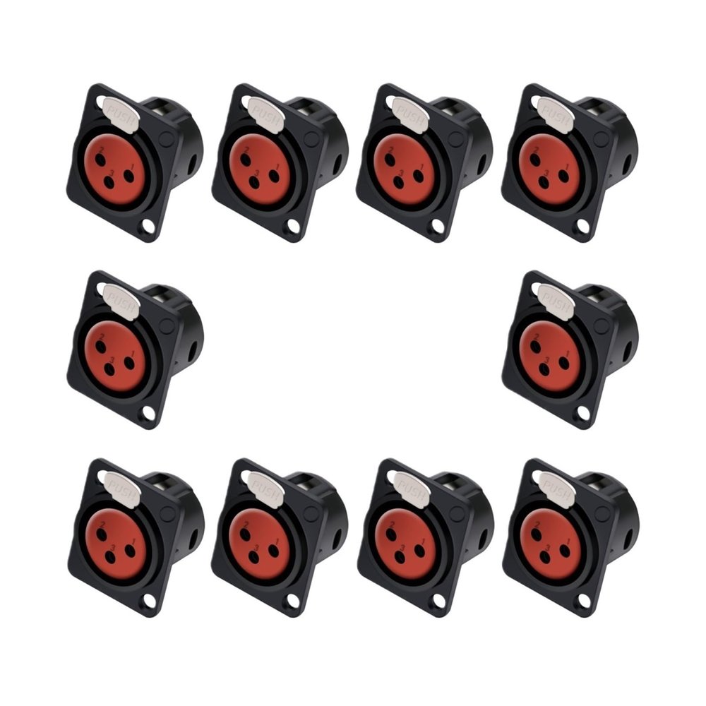 CTGFBUW 10pcs 3Pin Socket Adapter Connector 3Poles Female Audio Microphone Plug Jack(Red)