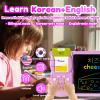 MoLingvora Writing Tablet with Bilingual Flash Cards for Kids, Korean, Pink view 3