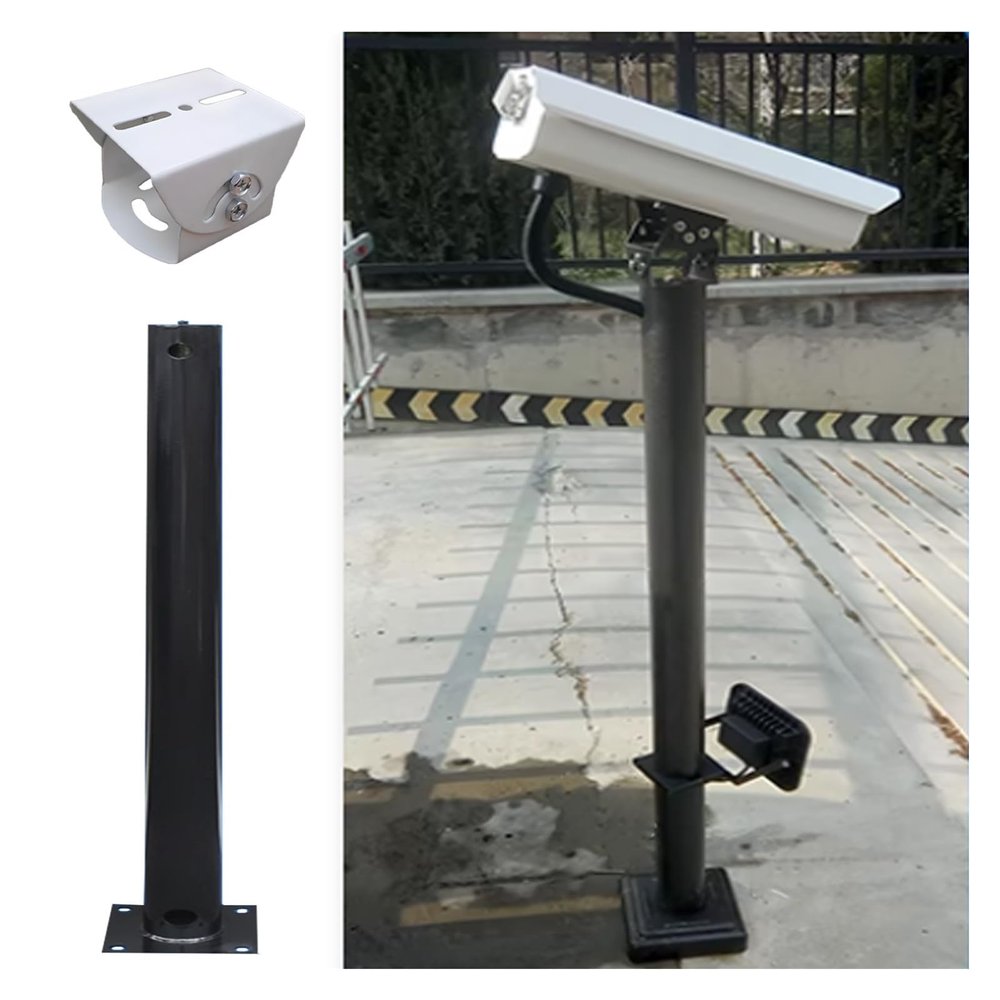 360 Security Camera Pole Outdoor, Security Camera Mounting Bracket Extender Pole, Black Gray White Security Camera Pole Mount for Residential Area(Black,1/2 m(19.7in))