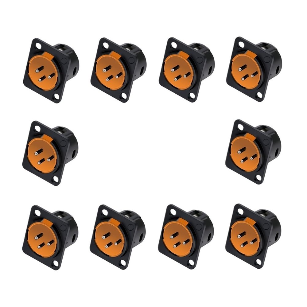 CTGFBUW 10pcs 3Pin Male Socket Audio Microphone Jack Plug Adapter Connector(Orange)