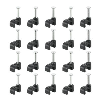 200-Pack Cable Clips with Steel Nails, 12mm Plastic Wire Clamps for Ethernet Cable Management, Home Office Wire Organization Clips, Black(5mm)