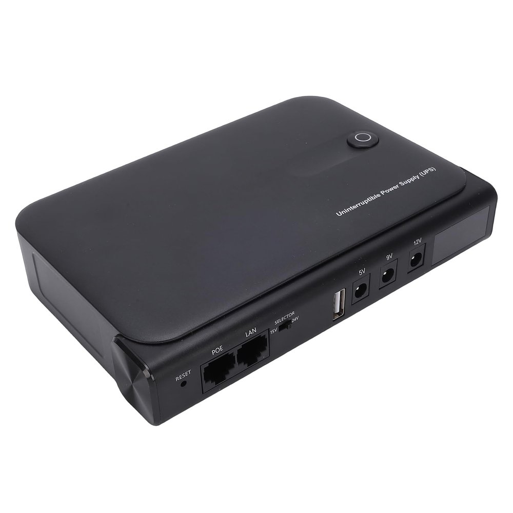 CUIFATI 36W Mini UPS, Uninterruptible Power Supply with LED Display, for Routers, Modems, Security Cameras, DC USB LAN POE Multi Voltage Outputs (US Plug 110V)