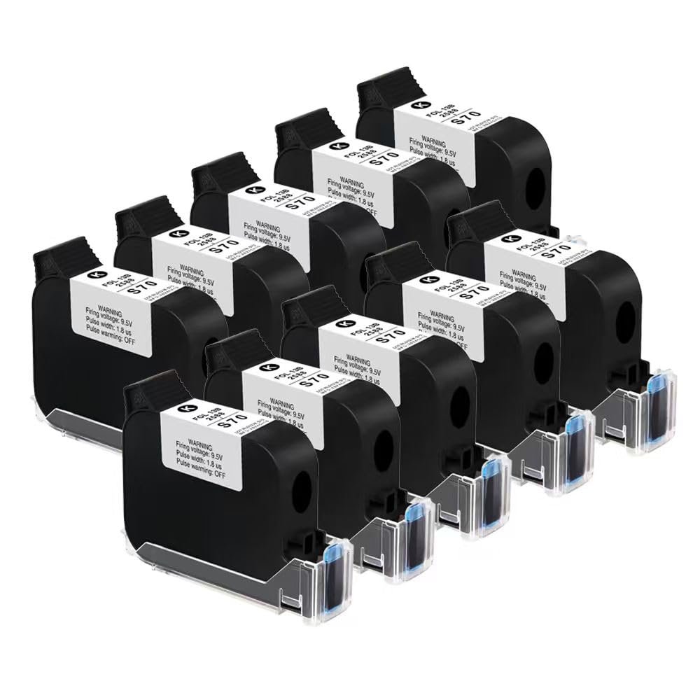 INPTNOV S70 Quick-Dry Ink Cartridge for Handheld Inkjet Printer - 42ML, 2-3s Fast Drying, 2-12.7mm (0.078-0.5") Printing Height, Multi-Material Adhesion for Coding & Marking, 2-Pack