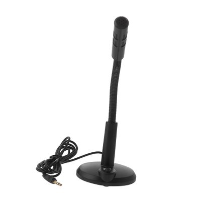 TOGEVAL Desktop Microphone 3.5Mm Interface Plastic Microphone with Base for Computer Gaming Chatting and Live Streaming, Black Desktop Mic for Laptop Voice Recording and Online Meetings