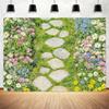15 x 10 ft Spring Backdrop Flower Garden Green Grass Lawn Stone Wildflowers Photography Backdrop Forest Nature Kids Adults Birthday Party Portrait Photo Booth Prop view 1