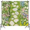 15 x 10 ft Spring Backdrop Flower Garden Green Grass Lawn Stone Wildflowers Photography Backdrop Forest Nature Kids Adults Birthday Party Portrait Photo Booth Prop view 4